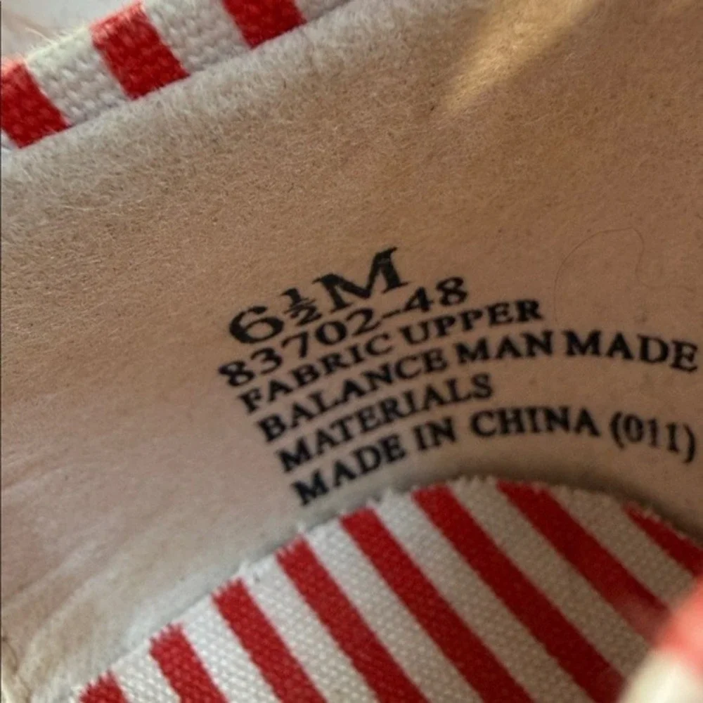 Beacon Espadrille Heel Women Red White Americana Striped Canvas Nautical Shoe 8M